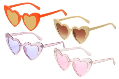 Herz-Sonnenbrille im 4er-Set, Retro-Design, Metallrahmen