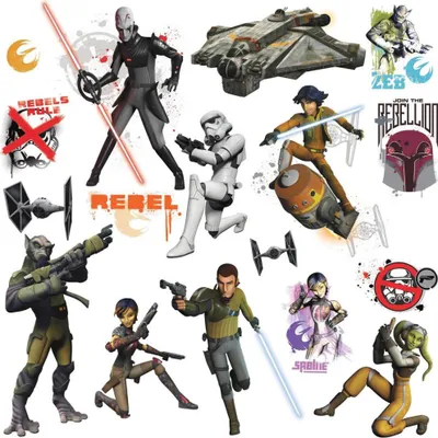 Produktbild von 17 Riesen-Phosphor-Sticker Star Wars Rebels 4 Bögen 29x72cm
