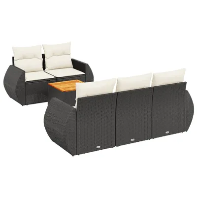 Produktbild von vidaXL 6-tlg. Garten-Sofagarnitur mit Kissen Schwarz Poly Rattan