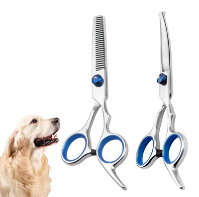 Imagen del producto de Kit de corta pelo para perros, de 2 piezas, incluye corta pelo recto y corta pelo de adelgazamiento, ideal para gatos y mascotas