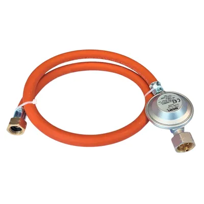 Zdjęcie produktu dla Zestaw wężyków gazowych propan-butan firmy Zatech z regulatorem GOK 1 m 37 mbar Ø9,0 mm 21,8 mm gwint x 3/8" gwint lewy Przyłącze do grilla gazowego kampera kempingu