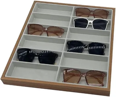 Imagen del producto de Caja de madera para guardar 12 gafas, con función de exhibición