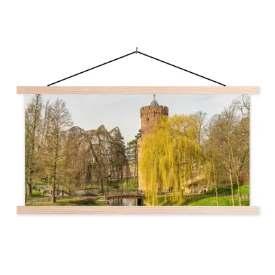 Produktbild von MuchoWow® Textilposter Wasser - Baum - Nijmegen 120x60 cm mit holzfarbenen Rahmen - Klemmleiste