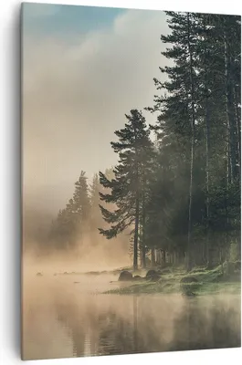 Produktbild von Bild auf Leinwand - Leinwandbild - Einteilig - Nebel See Wald - 70x100cm - Wand Bild - Wanddeko - Wandbilder - Leinwanddruck - Kunstdruck - Wanddekoration - Leinwand bilder - Wandbild - PA70x100-4440