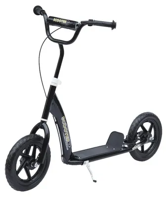 Obrázek produktu pro Dětská koloběžka s 12palcovými koly | Barva: černá | Rozměry: 52 x 120 x 80-88 cm