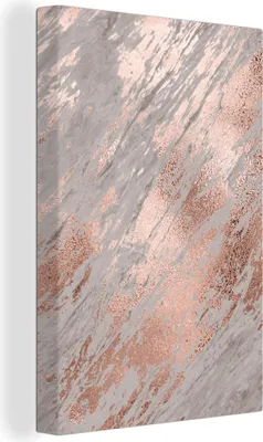 Produktbild von OneMillionCanvasses® - Leinwandbilder - 90x140 cm, Marmor - Grau - Rosa - Gold, Wandbilder Kunstdruck Wanddekoration - Wandschmucke - Schlafzimmer