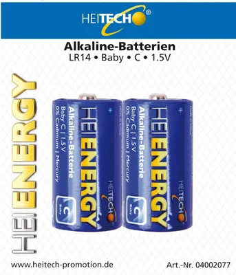 Image de Heitech - Piles ALKALINE - Baby C, LR14 - 1.5V