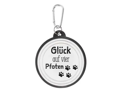 Produktbild von Hundenapf Glück auf Pfoten Walkies by bb-Klostermann - Faltbarer Hundenapf to go