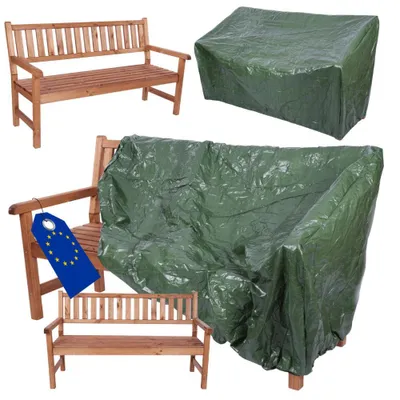 Produktbild von MODO24 Gartenbank Holz, 3-Sitzer, Schutzhülle PVC, Friesenbank, Parkbank, Massivholz, 90x154x70 cm, Braun Imprägniert, MIRA