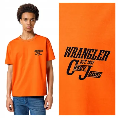 Produktbild von Wrangler | CASEY Herren-T-Shirt aus Baumwolle, bedruckt, rot-orange, Größe S