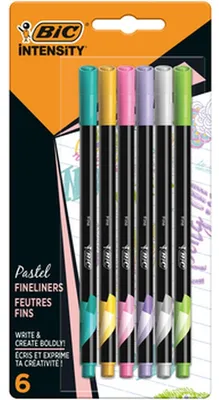 Zdjęcie produktu dla BIC 950445, Drobny, 6 kol., Czarny, Jasnozielony, Liliowy, Różowy, Fioletowy, Żółty, Końcówka pociskowa, 0,8 mm, 0,4 mm