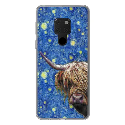 Produktbild von MuchoWow® Handyhülle Schutzhülle Hülle für Huawei P40 Lite Sternennacht - Van Gogh - Schottischer Highlander Silikon Softcase Handy Hülle - Handy