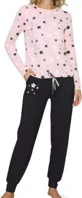 Produktbild von Damen Pyjama Set zweiteiliger Schlafanzug Hausanzug Nachtwäsche langarm - XL