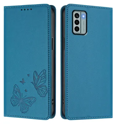 Produktbild von Lederhülle für Nokia G22, Schmetterling Prägung Leder Brieftasche Schutzhülle mit Ständer Blau
