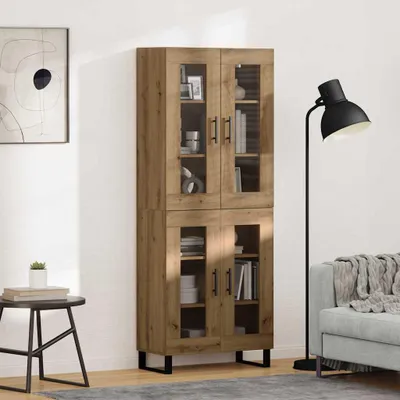 Image de vidaXL Meuble haut, 2 pièces, chêne artisanal, 69,5 x 34 x 180 cm, panneaux de particules