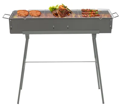 Obrázok produktu pre Prenosný gril na drevené uhlie, vhodný na kemping, rozmer 80 x 18 cm
