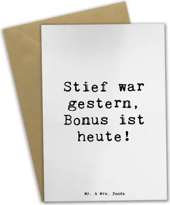 Produktbild von Mr. & Mrs. Panda Grußkarte Spruch Bonusvater Freude - Weiß - Geschenk, Elternteil, Patchworkfamilie, weihnachtskarten, Weihnachten, kommunionskarte, Beziehung, Fürsorge