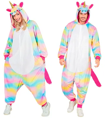 Imagen del producto de Disfraz de animal "Unicornio Arcoíris" para adultos | Mono de felpa, talla: L/XL