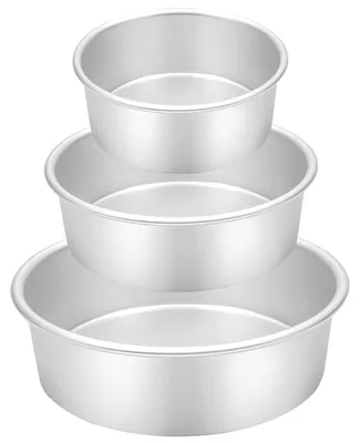Imagen del producto de Juego de 3 moldes redondos para pasteles, en color plateado, con diámetros de 12,7 cm, 17,8 cm y 23 cm