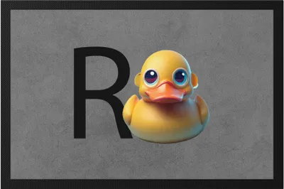 Produktbild von R Ente Fußmatte Rente Geschenk Ruhestand Quietscheente Wortwitz