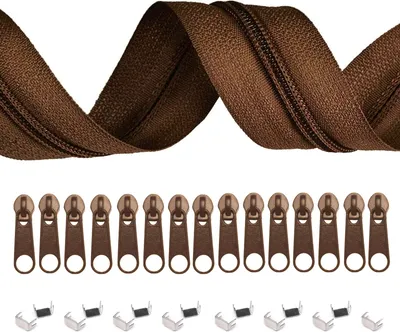 Produktbild von 5m Endlos-Reißverschluss 3mm mit 10 Zippern und 15 Endstücke freie Farbwahl,S290 rehbraun