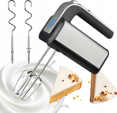 Image de Mixeur À Main Turbo Robot De Cuisine 300W Fouet Crochet Argent 5 Vitesses