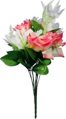 Produktbild von Strauß aus 12 Blumen, Rosen- und Lilienmischung, hellrosa und weiß