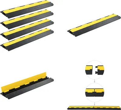 Produktbild von vidaXL Kabelbrücken 4 Stk. 2 Kanäle Gummi 101,5 cm - Kabelbrücke - Kabelbrücken - Überfahrschutz - Schlauchbrücke