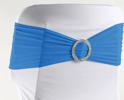 Produktbild von Stuhlschleifen Stretch, Blau - elastische Schleifenbänder mit Schnalle