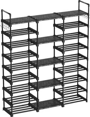 Produktbild von Famanu Schuhregal 9 Ebenen - Platzsparend mit Haken