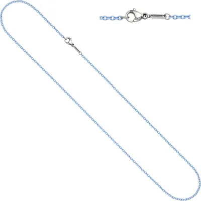 Produktbild von JOBO Rundankerkette Edelstahl blau lackiert 42 cm Kette Halskette Karabiner