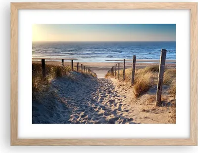 Produktbild von Gerahmtes Poster - Rahmen in heller Eiche - Meer Strand Düne - 40x30 cm - Wand Bild - Wanddeko - Wandbilder - Kunstposter - Wandposter - Bilderrahmen - Bilder - Kunstdruck - Wandbild - P2NAA40x30-3612