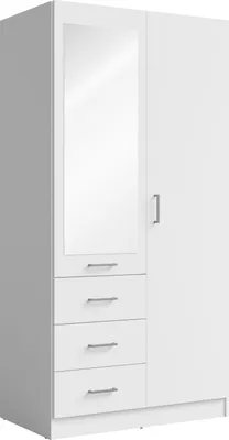 Obrázek produktu pro Úzká šatní skříň se zrcadlem 101 cm SIBATE - bílá