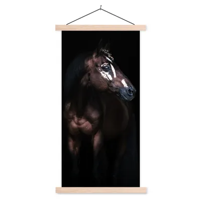 Produktbild von MuchoWow® Textilposter Pferd - Flecken - Licht 60x120 cm mit holzfarbenen Rahmen - Holz