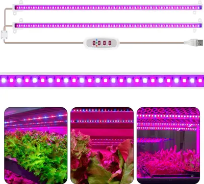 Produktbild von LED Pflanzenlampe Timer,LED Grow Lampe Dimmbar, Pflanzenlicht Rot+Blau, Blumenlampe Wachstumslampe Gewächshaus Kräuter Blume(2 Lichtröhre,50cm)