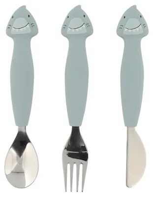 Produktbild von Trixie Silikon Essset Babybesteck Mr. Shark - 3-teiliges Kindergeschirr Set