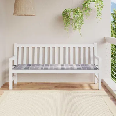 Obrázok produktu pre vidaXL Vankúš na záhradnú lavičku sivý šachovnicový vzor 180x50x4 cm Oxfordská tkanina