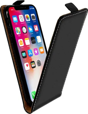 Obrázok produktu pre Avizar, Vertikálny flipový kryt pre iPhone X s otvorom na kartu a magnetickým zapínaním, čierny