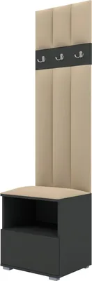 Produktbild von Garderoben-Set Nela IV LUX, gepolsterte Garderobe 50 cm mit Sitzbank, Wandpaneelen und Stauraum (Farbe: Graphit + Trinity 04)