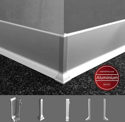 Produktbild von Sockelleiste Aluminium Abschlussleiste Küchenleiste Abdeckleiste Frontblende Blende 190x6 cm