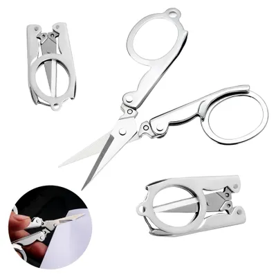 Produktbild von Set von Bastelscheren, Mini-Faltschere - Faltbare Reiseschere, Stickschere, Fadenschere, Haushaltsschere, 3 Stück Klappscheren, Kleine Faltbare Schere aus Edelstahl, Papierschere, Büroschere für DIY und Camping
