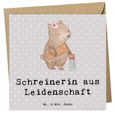 Produktbild von Mr. & Mrs. Panda Deluxe Karte Schreinerin Leidenschaft - Grau Pastell - Geschenk, Glückwunschkarte, doppelkarte, faltkarte, anlasskarte, Klappkarte, Grußkarte