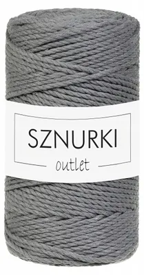 Produktbild von Sznurki Outlet gedrehte Makramee-Schnur 3-fädig 3mm 100m Dunkelgrau