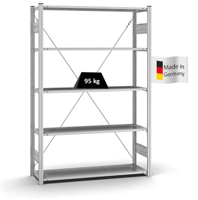 Produktbild von PROREGAL Profi-Lagerregal Stecksystem MAGNUS Germany | HxBxT 200x130x40cm | Fachlast 95kg | Verzinkt