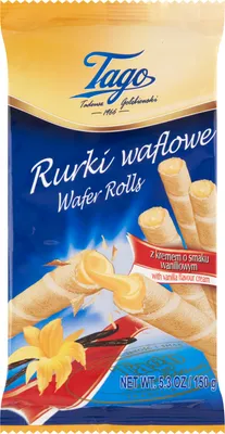 Zdjęcie produktu dla Tago Rurki Waflowe Z Kremem O Smaku Waniliowym 150 G