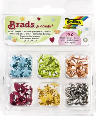 Produktbild von folia Musterbeutelklammern / Brads "Formen" sortiert 120 Stück