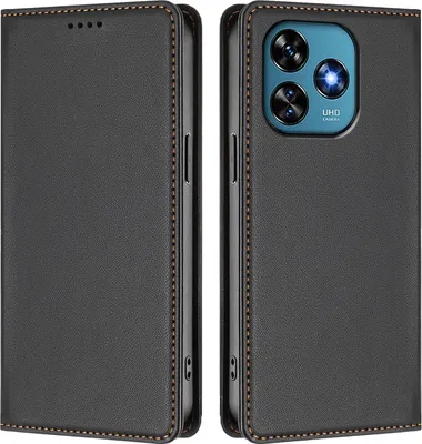 Produktbild von Handyhülle für Oukitel C51, Kunstleder Klapphülle Stoßfeste Magnetische Hülle mit Ständer Schwarz