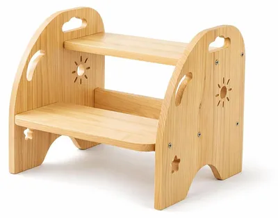 Kinder-Trittbank aus Holz, 2 Stufen, 200 kg, rutschfest