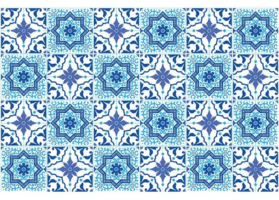 Obrázek produktu pro Samolepicí nálepky na obklady do kuchyně a koupelny – 24 nálepek Gonzalo Azulejo – 24 nálepek o rozměrech 15 x 15 cm