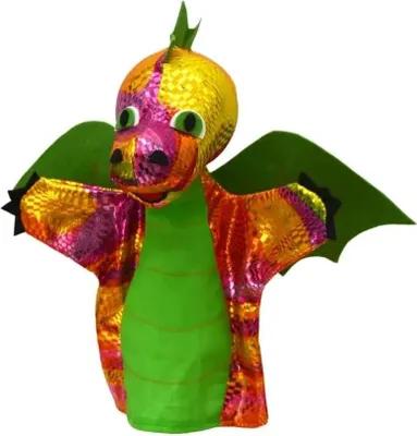 Produktbild von Handpuppe Drachen Regenbogen 28cm, grün